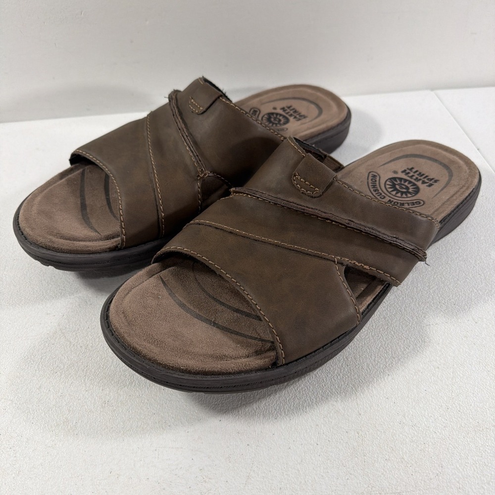 Earth Spirit Gelron Cushion Brown Leather Slide Sandals Men's Size 13